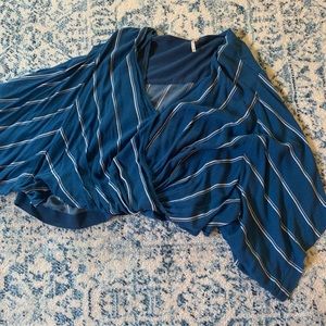 free people blue and white crop top